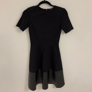 Black Aqua dress with faux leather at bottom